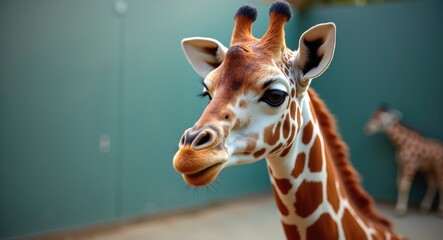 Obraz premium Young giraffe (Giraffe camelopardalis) at the zoo