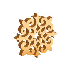 Kazakh ornament 3D wood carving, sculpture jewelry vector