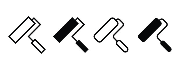 Paint icon vector. paint brush sign and symbol. Paint roller icon flat line symbol set. Paint roller icon on light background