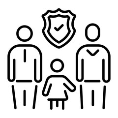 Family coverage icon in linear style 