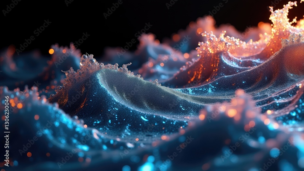 Aufkleber luxurious and refined abstract wave background featuring a gleaming metallic chrome effect.