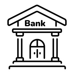 A linear style icon of bank building 
