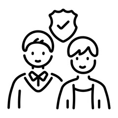 A linear icon depicting senior insurance 