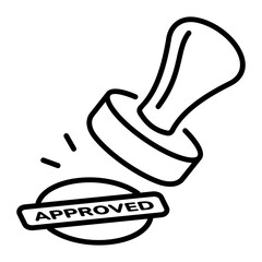 A linear style icon of approval stamp 