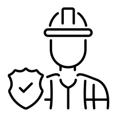 Worker safety icon in linear style 