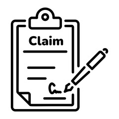 Signing claims forms with pen, line style icon 