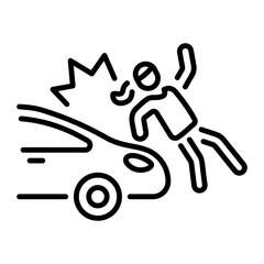 A line style icon showing car accident of a character 