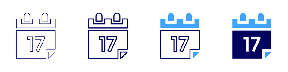 Calendar customization icon in 4 different styles. Thin Line, Line, Bold Line, Duotone. Duotone style. Editable stroke