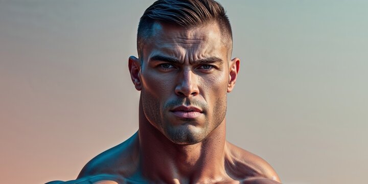Confident Man with Strong Athletic Build.