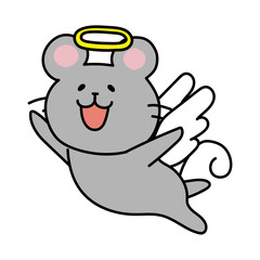飛んでいる天使の格好をしたネズミ