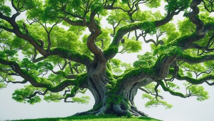 Isolated tree against a white backdrop