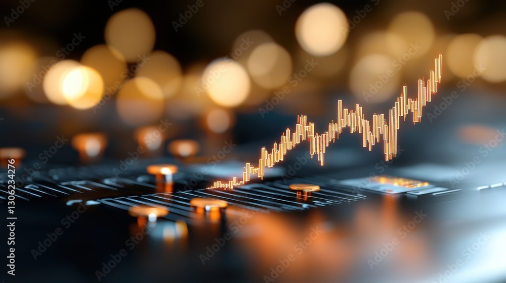 Poster detailed market and financial data visualization with charts graphs and analytical indicators displa