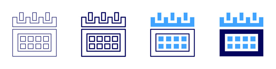 Calendar with notes icon in 4 different styles. Thin Line, Line, Bold Line, Duotone. Duotone style. Editable stroke