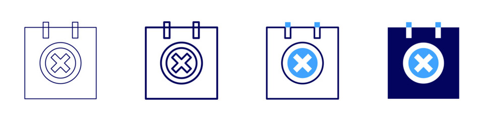 Conference calendar icon in 4 different styles. Thin Line, Line, Bold Line, Duotone. Duotone style. Editable stroke