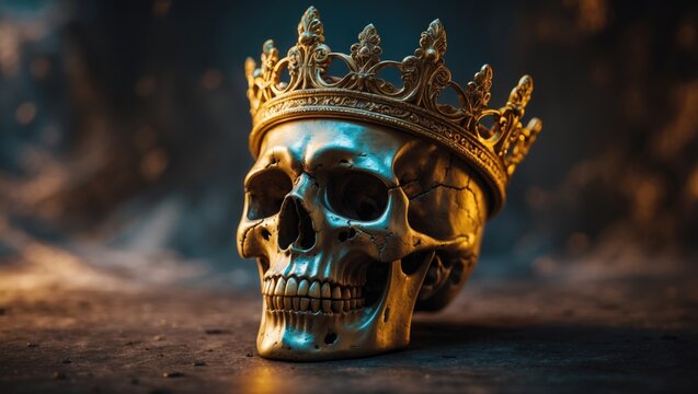 Glowing skull adorned with a golden tiara