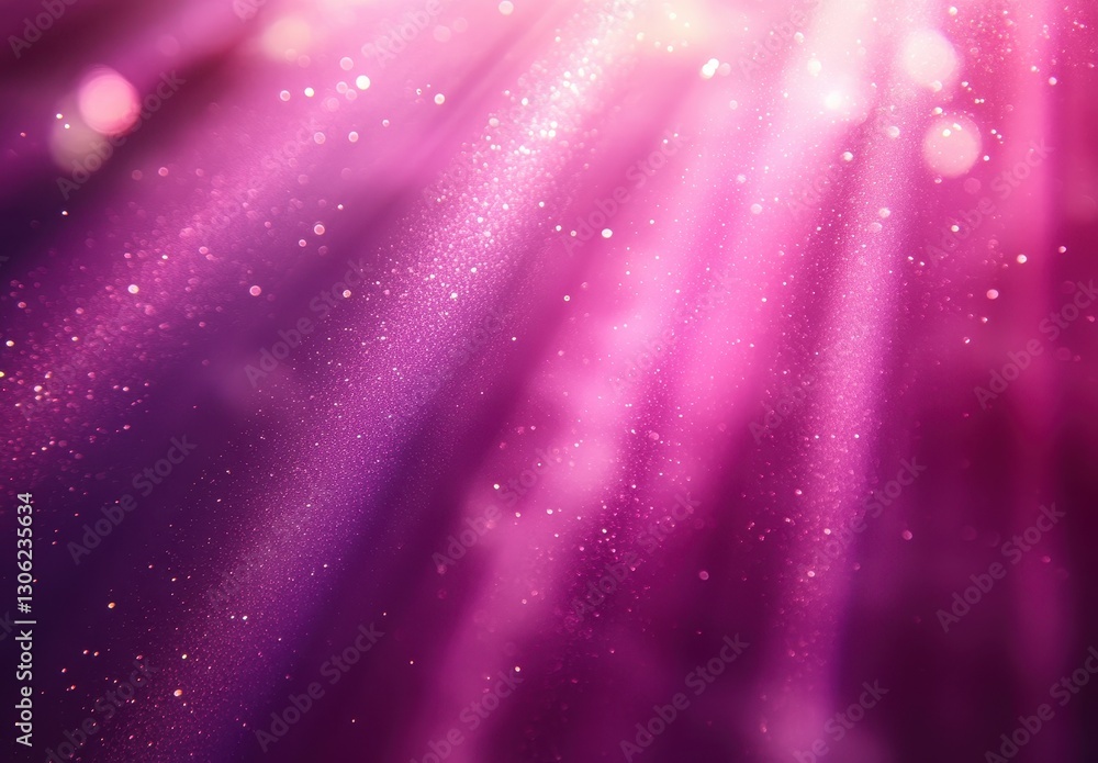 Poster ethereal pink and purple light rays with sparkles creating a dreamlike abstract background