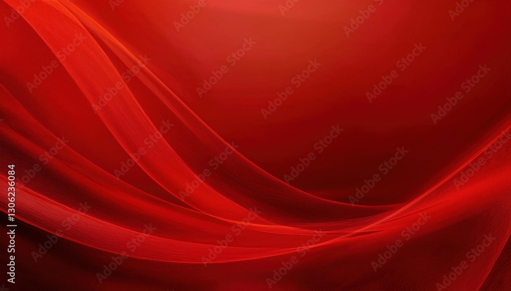 Poster flowing red silk waves with smooth gradient texture, abstract digital background for elegant designs, branding, and decor

