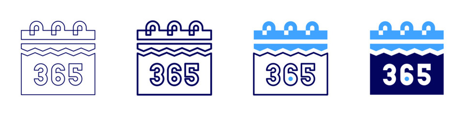 Event countdown planner icon in 4 different styles. Thin Line, Line, Bold Line, Duotone. Duotone style. Editable stroke