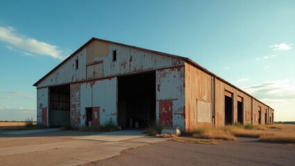 Fototapeta premium Abandoned vintage hangar structure