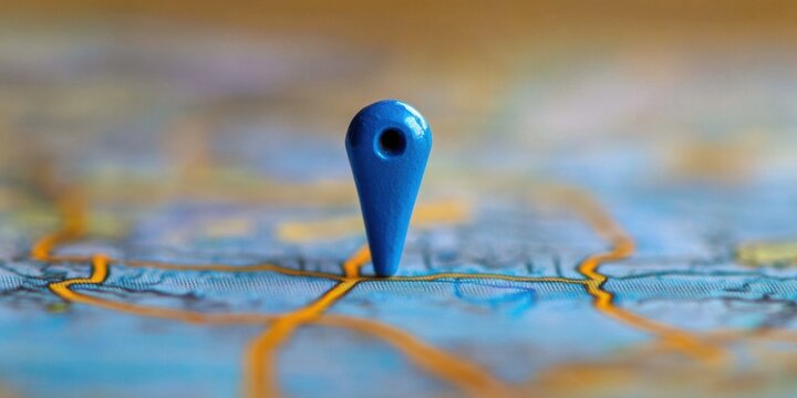 Marker placed on a map indicating a specific location with detailed geographical information