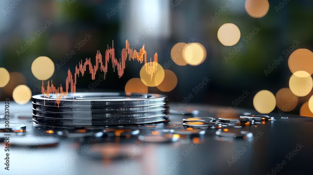 Poster finance and investment data analysis visualizing market trends trading strategies and financial deci