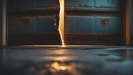Front view of a garage door being opened.