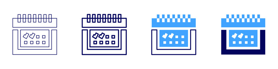 Meeting calendar icon in 4 different styles. Thin Line, Line, Bold Line, Duotone. Duotone style. Editable stroke