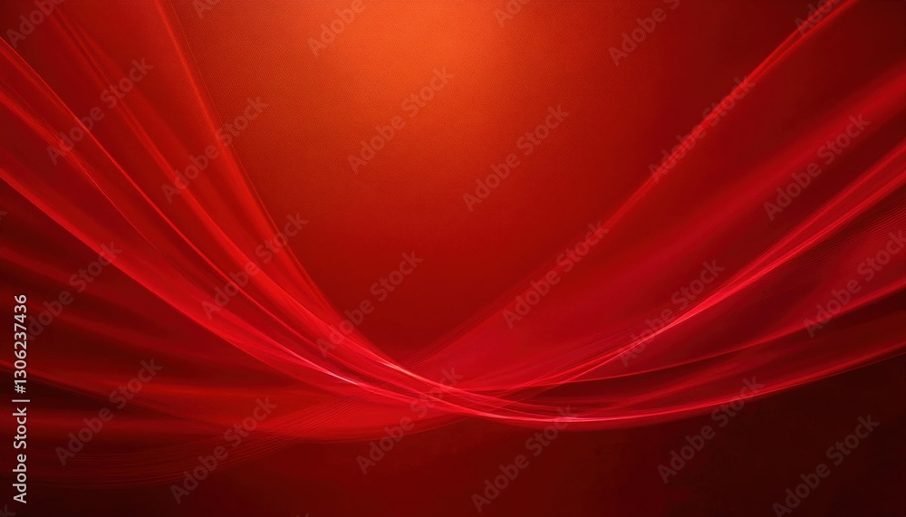Poster flowing red silk waves with smooth gradient texture, abstract digital background for elegant designs, branding, and decor

