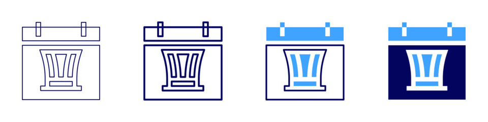 Monthly organizer icon in 4 different styles. Thin Line, Line, Bold Line, Duotone. Duotone style. Editable stroke