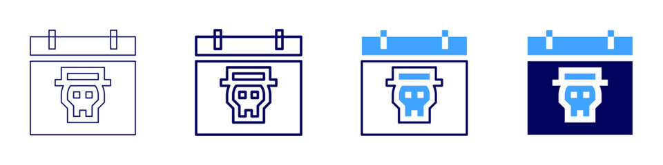 Monthly planner icon in 4 different styles. Thin Line, Line, Bold Line, Duotone. Duotone style. Editable stroke