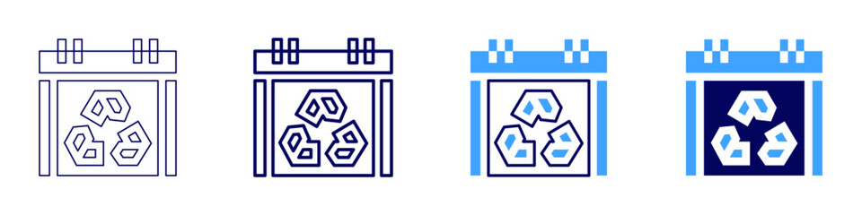 Nature calendar icon in 4 different styles. Thin Line, Line, Bold Line, Duotone. Duotone style. Editable stroke