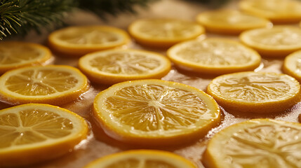 Vibrant yellow citron slices create a refreshing and visually appealing image