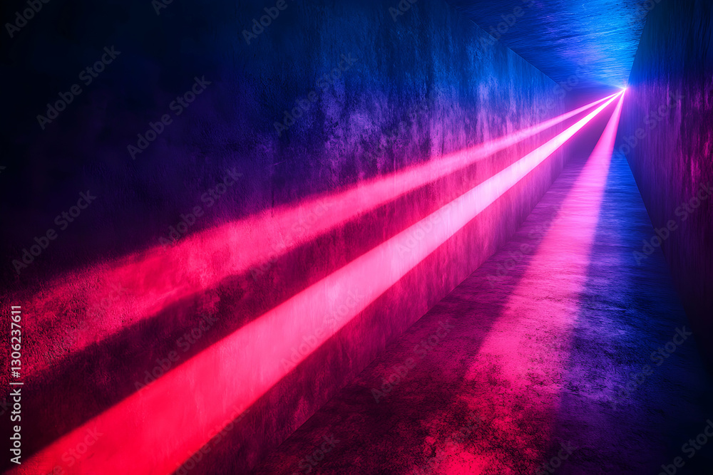 Poster vivid light beams in a dark space create an abstract and modern design
