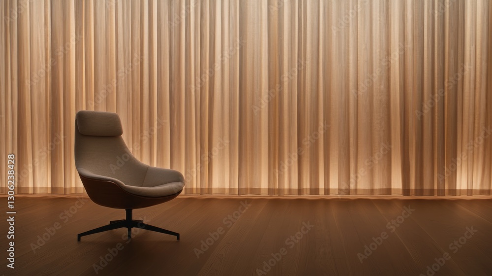 Aufkleber a tranquil living room showcases a cozy chair illuminated by soft natural light filtering through el