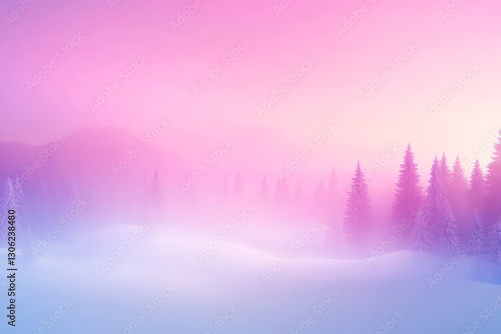Aufkleber a tranquil pine forest blanketed in snow glows under soft pastel skies at twilight, creating a peace