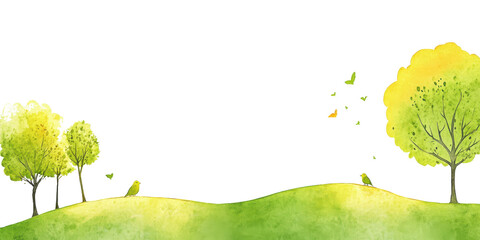 watercolor green hills