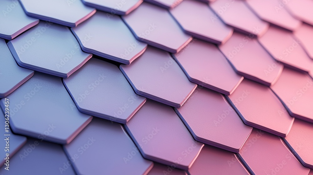 Poster close-up view of hexagonal metal tiles with glossy finish