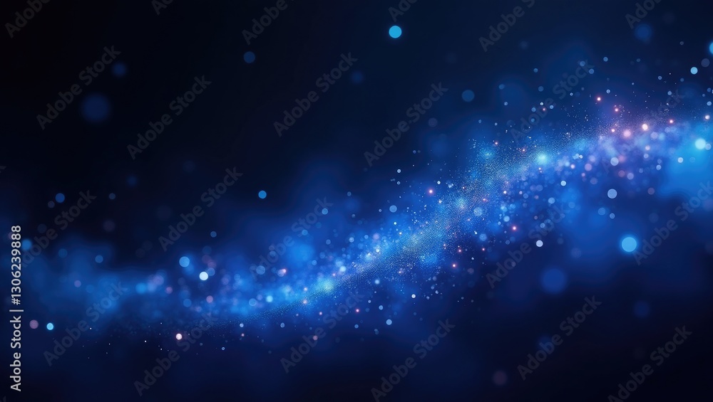 Aufkleber shimmering azure particle backdrop. cosmic blue dust with stars against a dark canvas. dynamic abstr