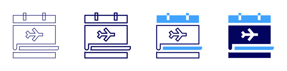Travel organizer icon in 4 different styles. Thin Line, Line, Bold Line, Duotone. Duotone style. Editable stroke