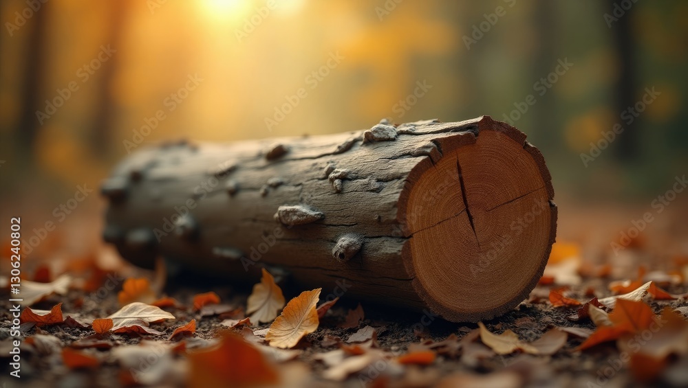 Poster close-up view of a single wooden log showcasing its texture