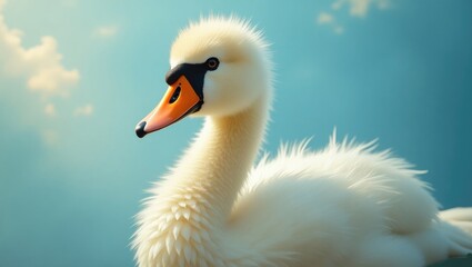 Obraz premium Portrait of a Juvenile Swan. Image of a young swan.