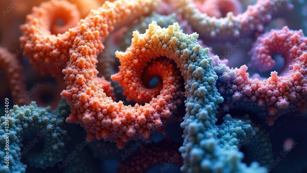 Poster fractal artwork generated by computer featuring a stunning, colorful abstract texture.