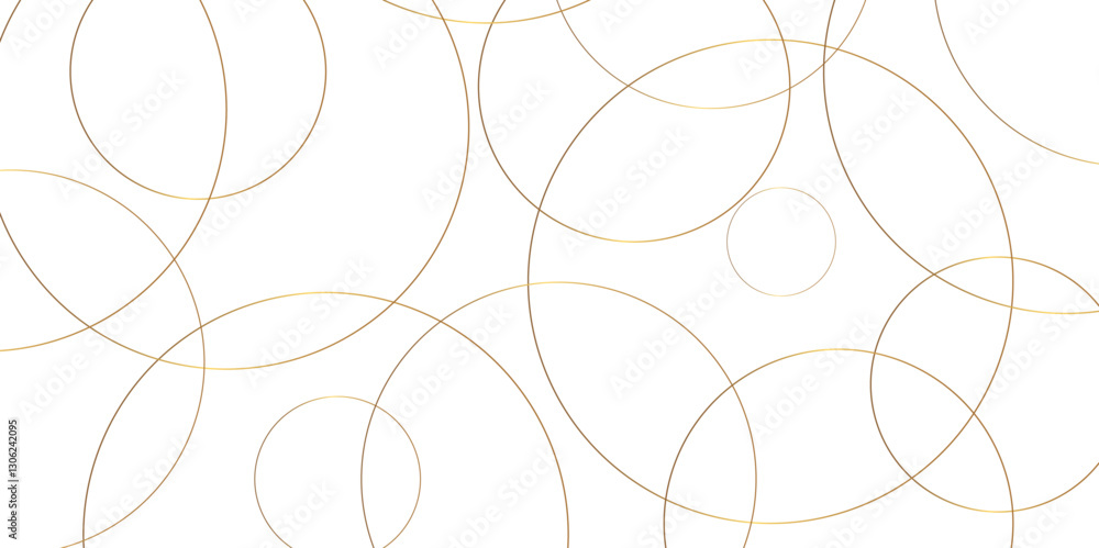 Aufkleber Abstract background golden circle stock line background. abstract artistic of geometric background Gold circles abstract seamless vector pattern. Minimal style white website banner, decoration Vector.