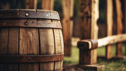 Naklejka premium Wooden textures for games featuring a barrel and wooden fence boards.
