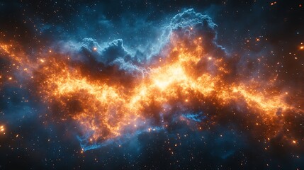 Naklejka premium Blazing Cosmic Firestorm Energy Outburst Supernova Sci-Fi Space Anomaly Photo