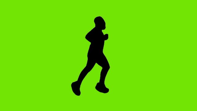 silhouette animation of runner green background