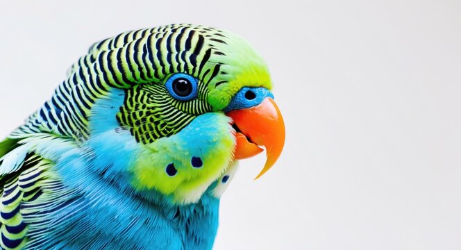 detailed view of a male Plum-Headed parakeet (Psittacula cyanocephala) against a white background