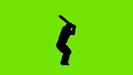silhouette animation of baseball player green background