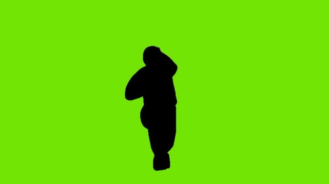 silhouette animation of baseball player green background