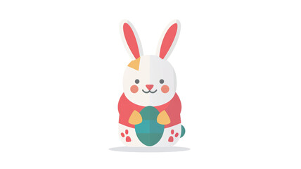 Fototapeta premium Cute Easter Bunny Holding Egg.